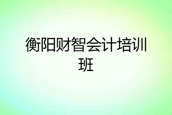 衡阳财智会计培训班