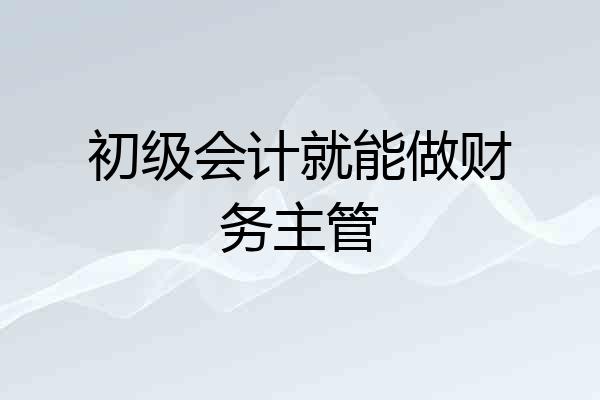 初级会计就能做财务主管