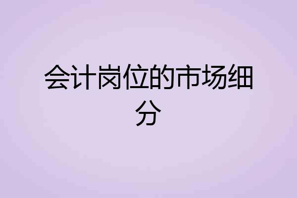 会计岗位的市场细分