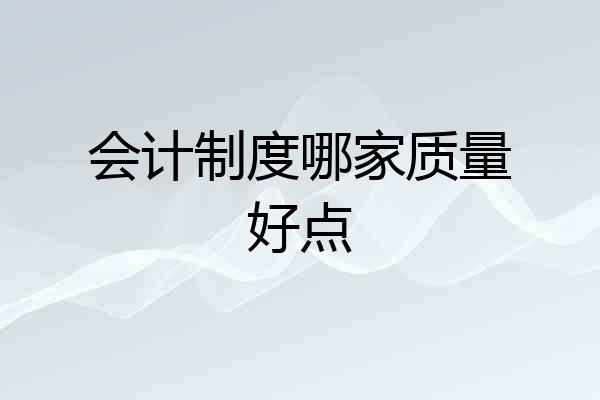会计制度哪家质量好点