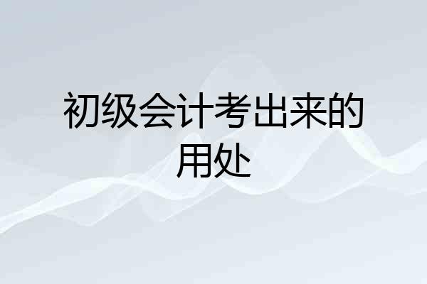 初级会计考出来的用处