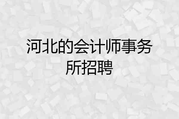 河北的会计师事务所招聘
