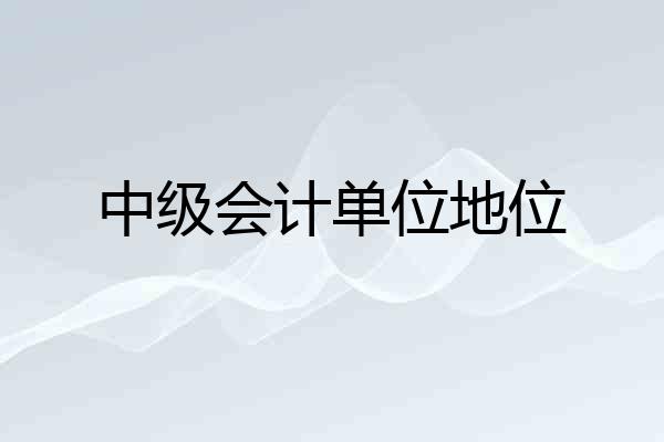 中级会计单位地位