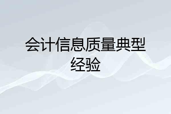 会计信息质量典型经验