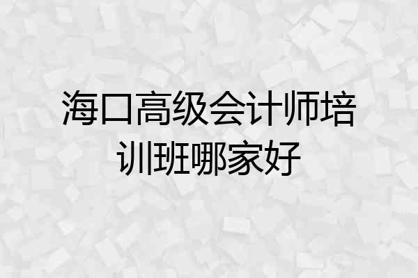 海口高级会计师培训班哪家好