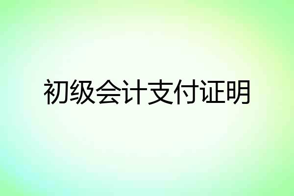 初级会计支付证明