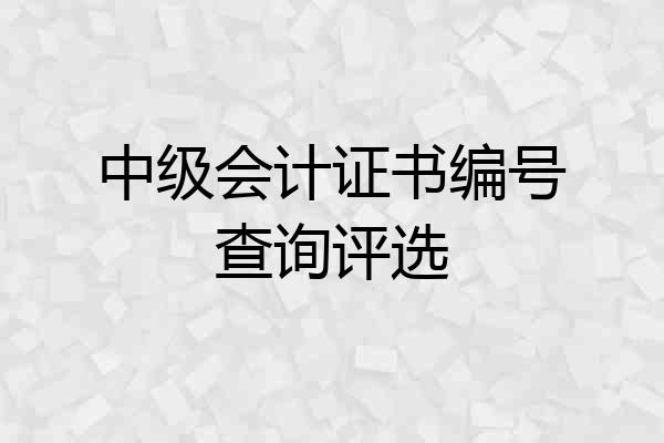 中级会计证书编号查询评选