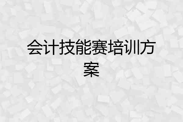 会计技能赛培训方案