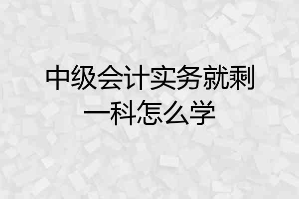 中级会计实务就剩一科怎么学