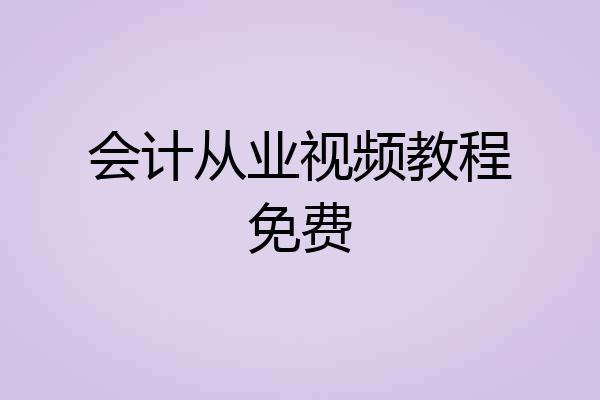会计从业视频教程免费