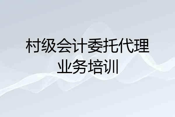 村级会计委托代理业务培训