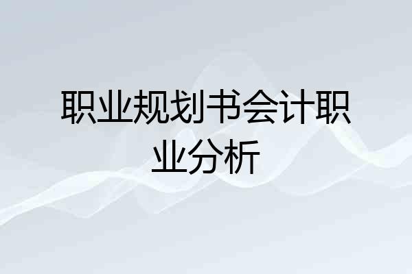 职业规划书会计职业分析