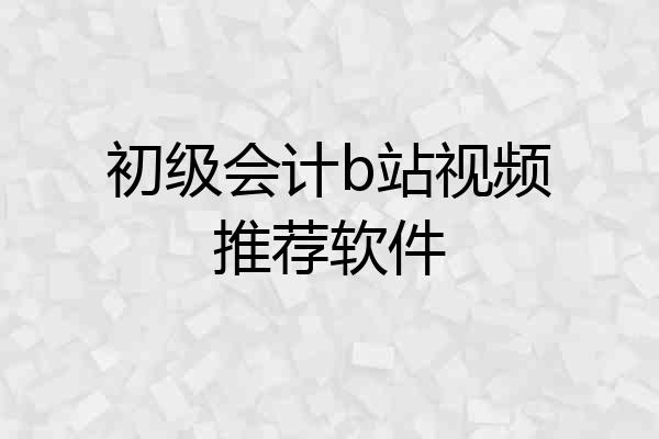 初级会计b站视频推荐软件