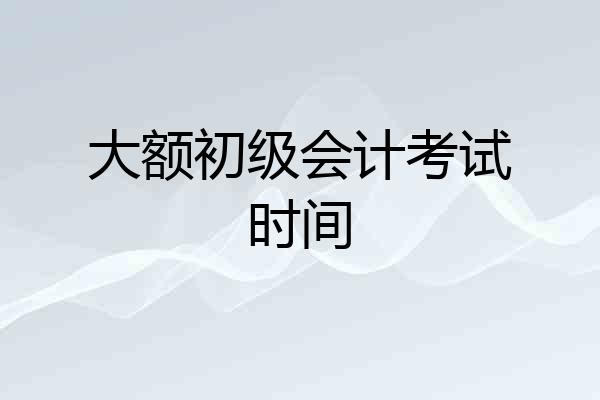 大额初级会计考试时间