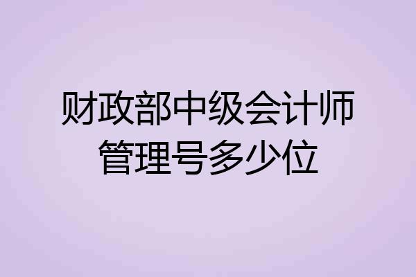 财政部中级会计师管理号多少位