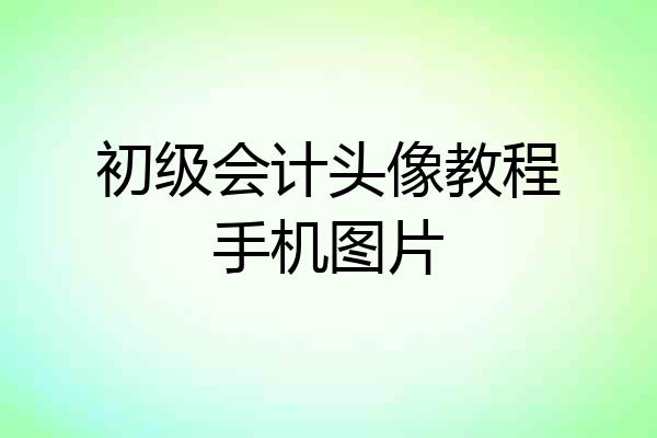 初级会计头像教程手机图片