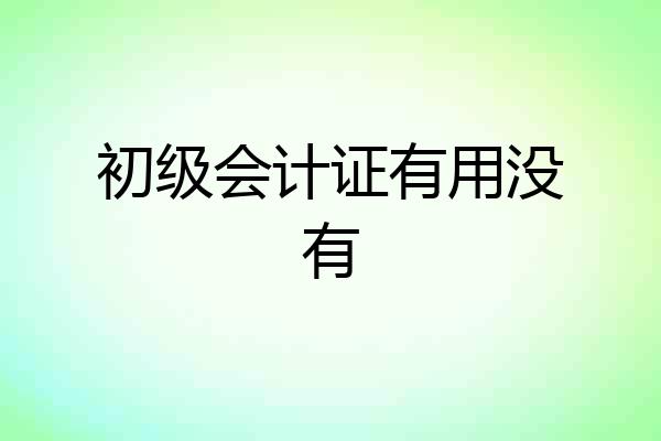 初级会计证有用没有