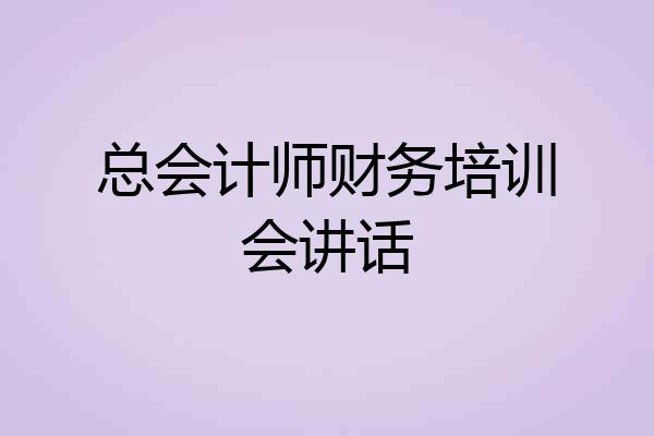 总会计师财务培训会讲话