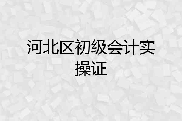 河北区初级会计实操证