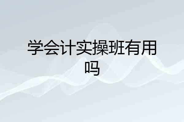 学会计实操班有用吗