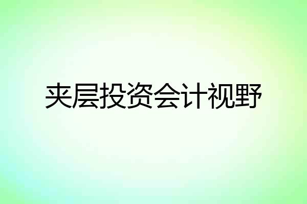 夹层投资会计视野