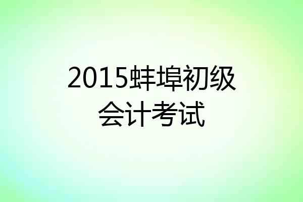 2015蚌埠初级会计考试