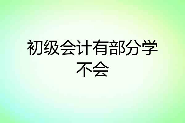 初级会计有部分学不会