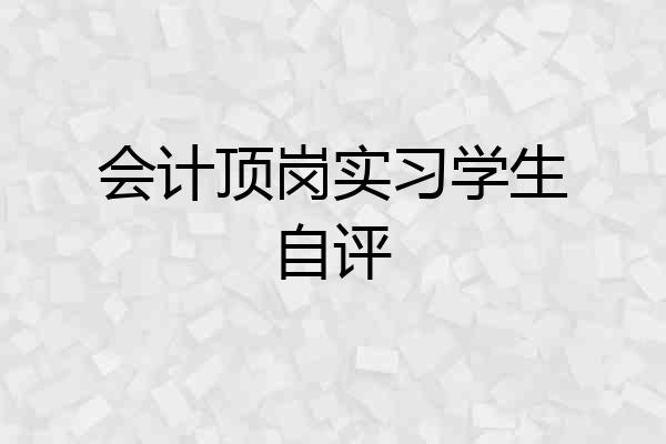 会计顶岗实习学生自评