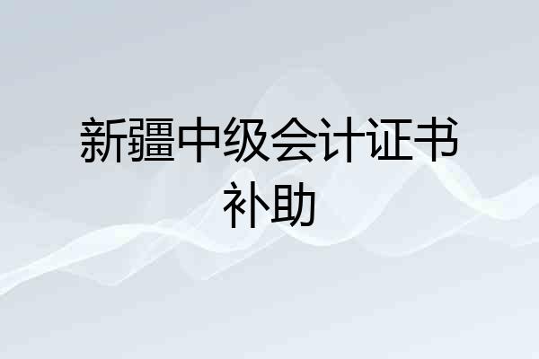 新疆中级会计证书补助