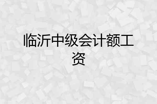 临沂中级会计额工资
