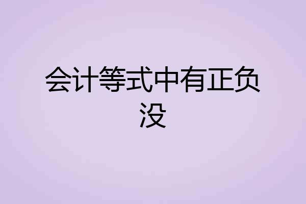 会计等式中有正负没