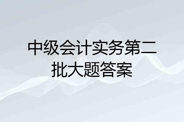 中级会计实务第二批大题答案