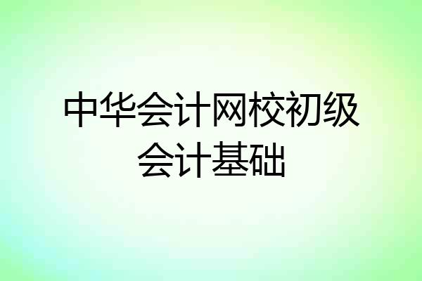 中华会计网校初级会计基础