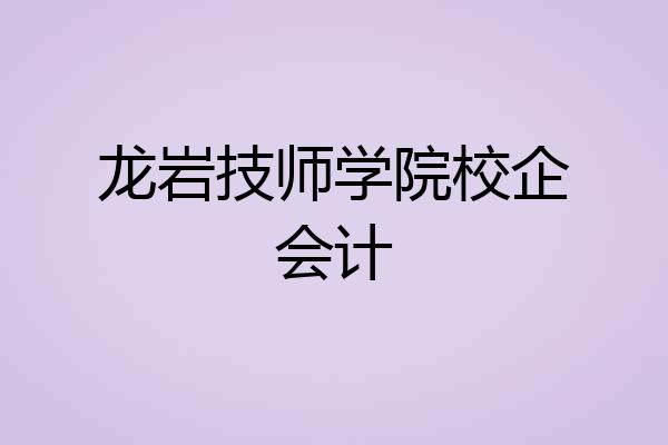 龙岩技师学院校企会计