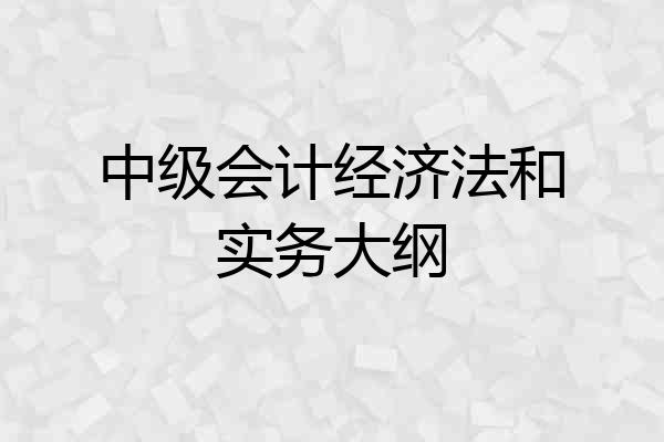 中级会计经济法和实务大纲