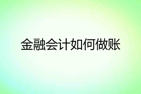 金融会计如何做账