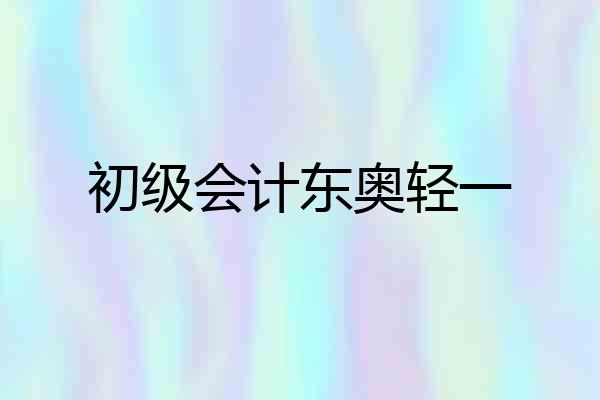 初级会计东奥轻一