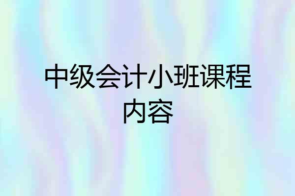 中级会计小班课程内容