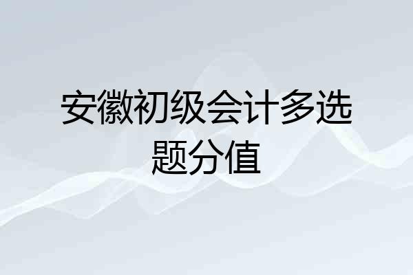 安徽初级会计多选题分值