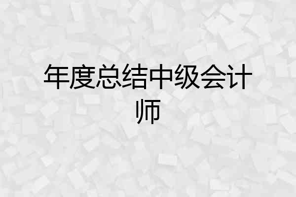 年度总结中级会计师