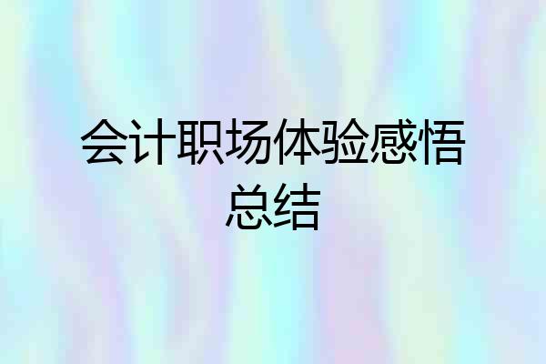 会计职场体验感悟总结