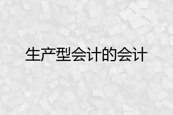 生产型会计的会计