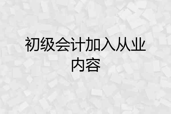 初级会计加入从业内容