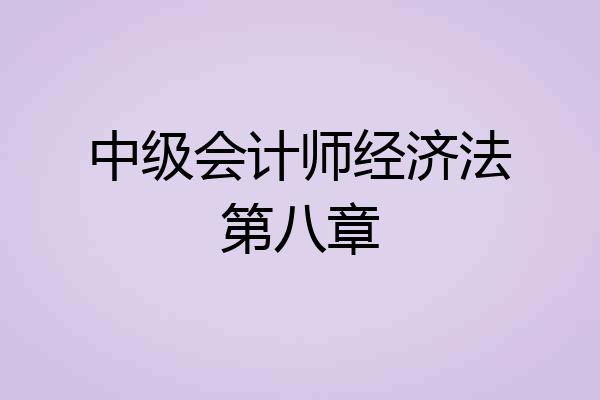 中级会计师经济法第八章