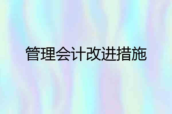 管理会计改进措施