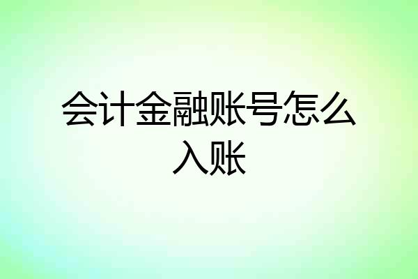 会计金融账号怎么入账