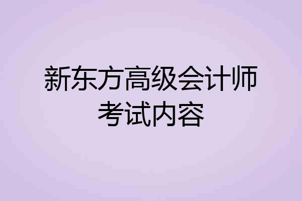 新东方高级会计师考试内容