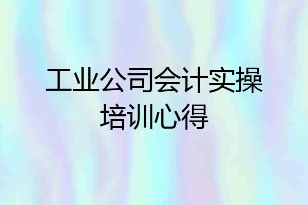 工业公司会计实操培训心得