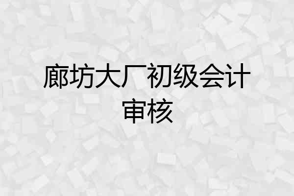 廊坊大厂初级会计审核