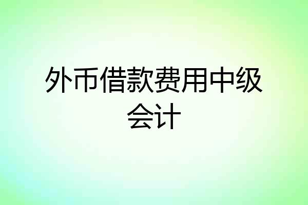 外币借款费用中级会计